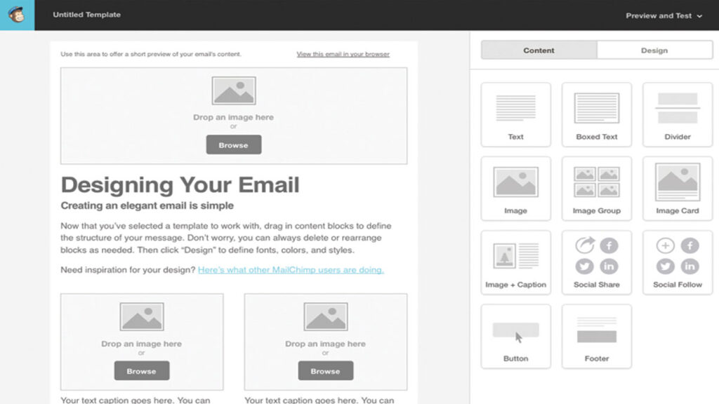 Template de e-mail marketing no Mailchimp